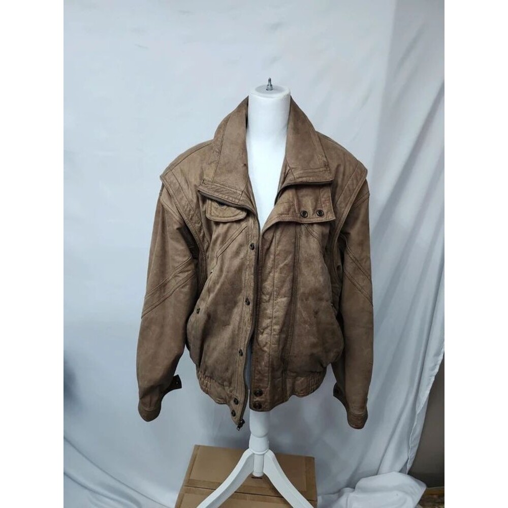 Adventure bound mens leather bomber jacket SZ M